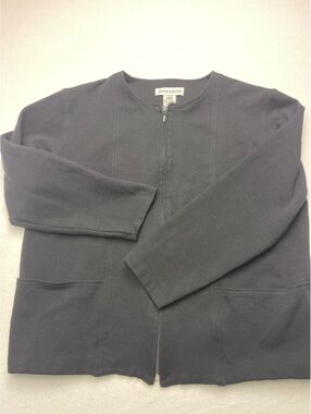 Jones & Co Black Zip-Up Cardigan Sweater, Size M